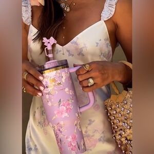 Stanley x LoveShackFancy Happy Thoughts Quencher 40 OZ Water Bottle Purple Pink